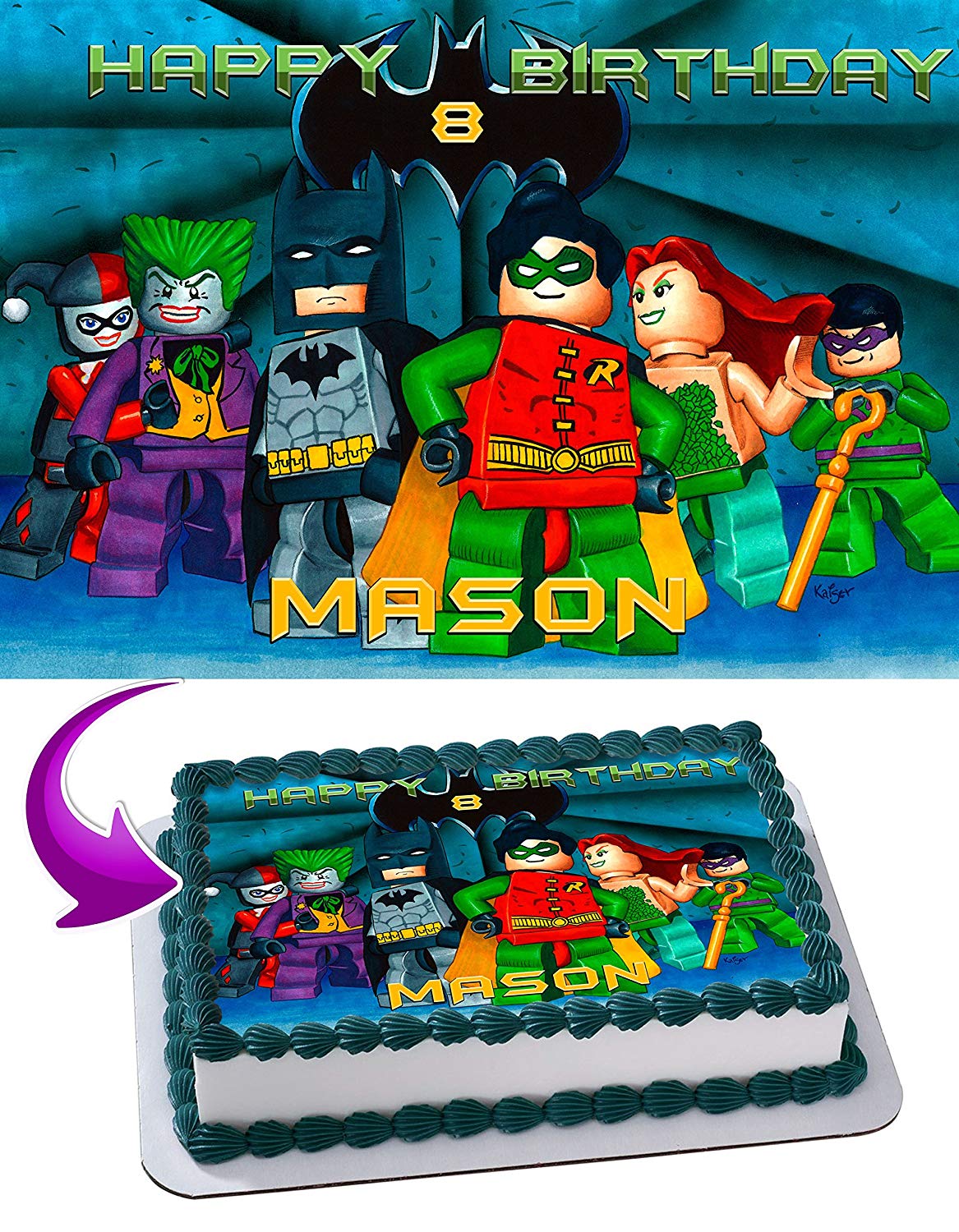 Leghos Batman Robin Joker Edible Cake Topper