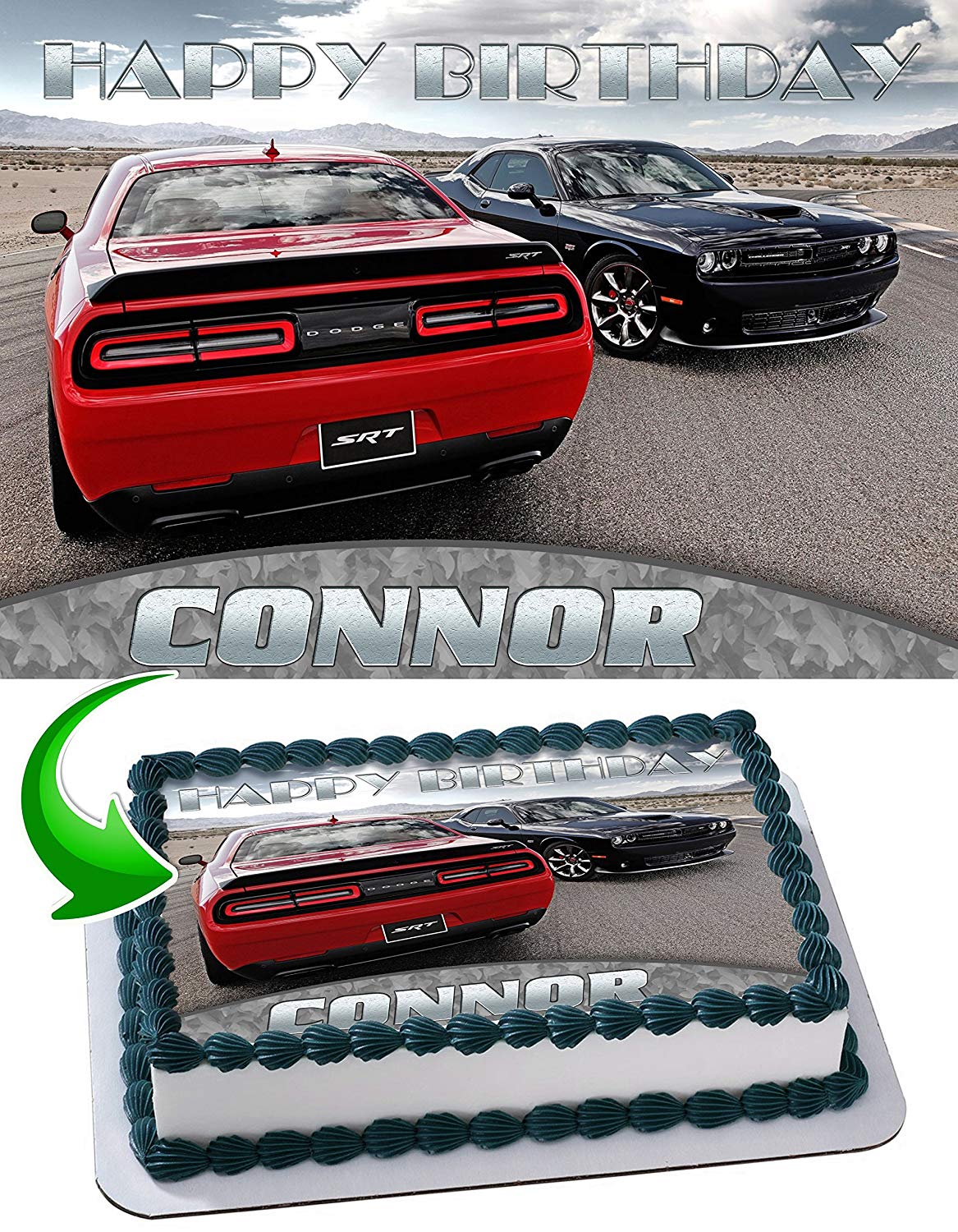 Dodge Challenger Edible Cake Topper
