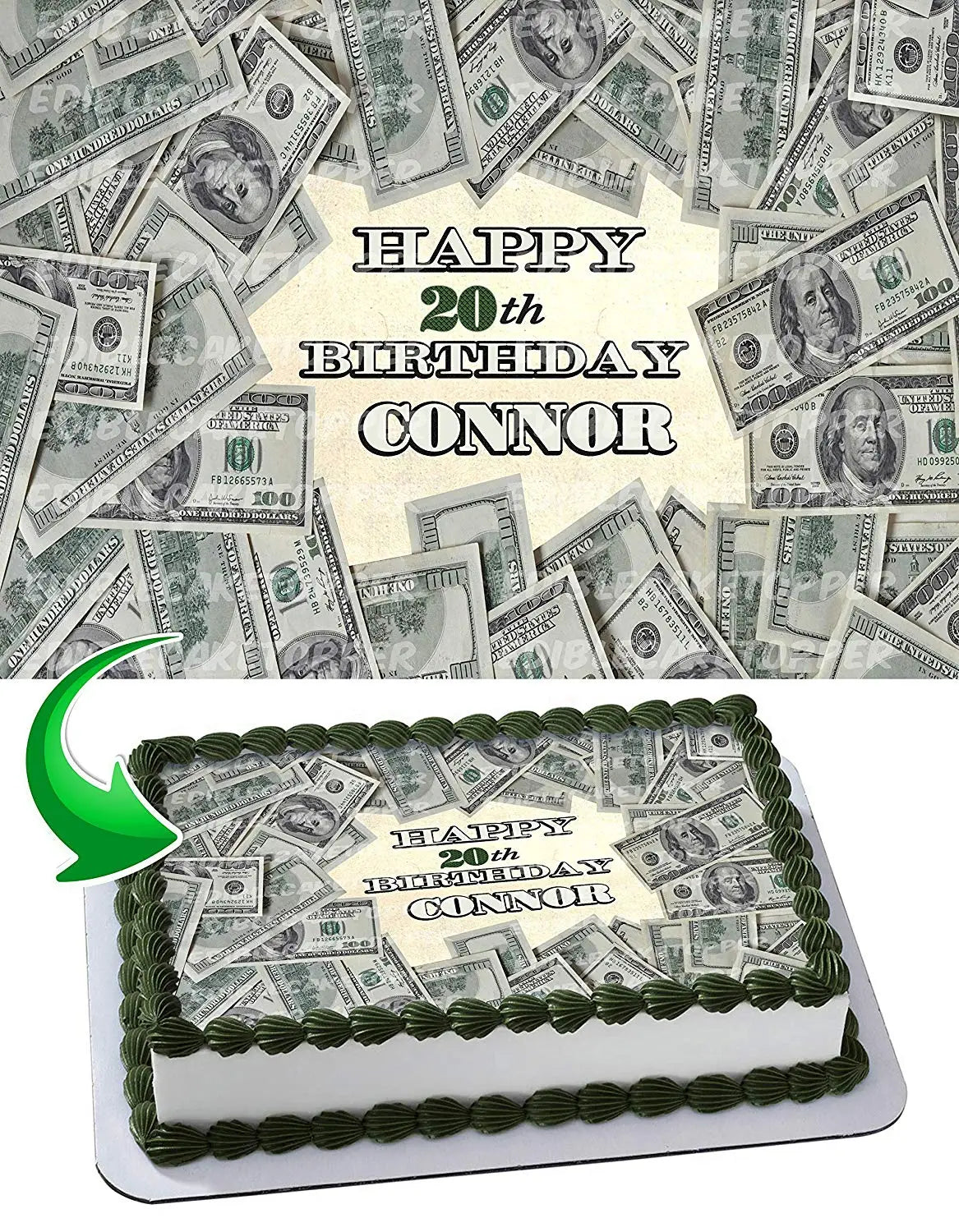 United States 100 Dollar Bill Edible Cake Topper