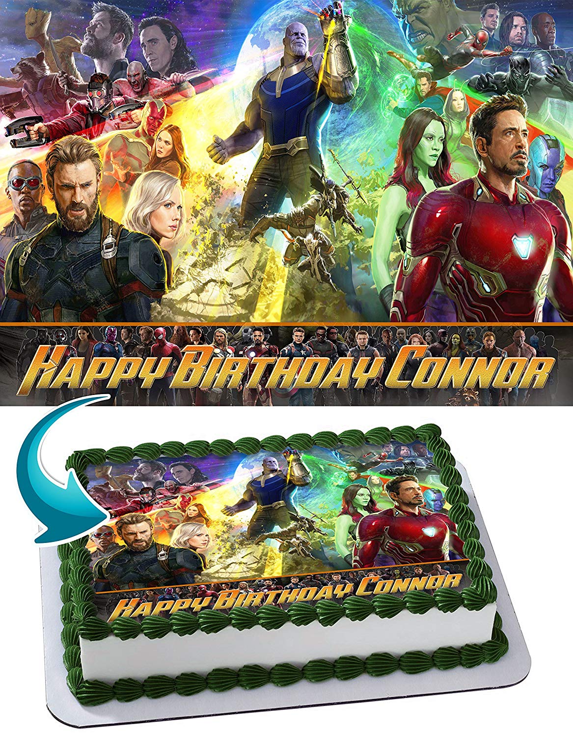 Infinity War Super Heroes Edible Cake Topper