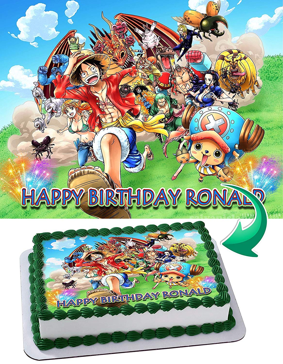 Piece Kids Luffy Monkey D Luffy King of Pirates Manga Anime Edible Cake Topper
