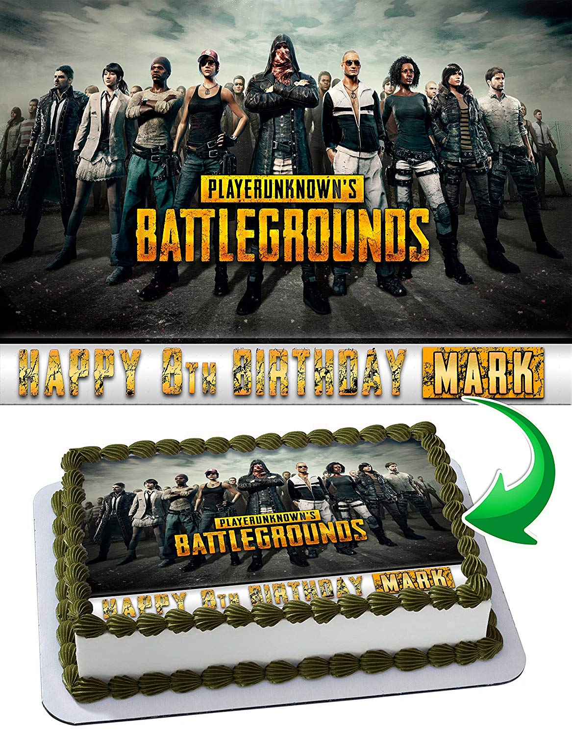 PUBG Player Unknown Battlegrounds Edible Cake Topper