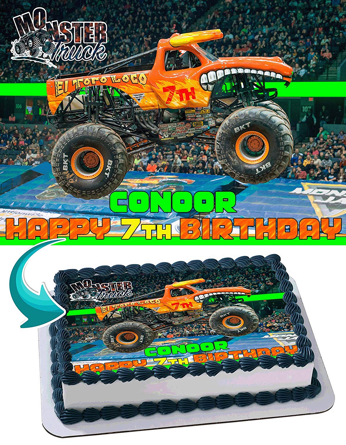 El Toro Loco Monster Truck Edible Cake Topper