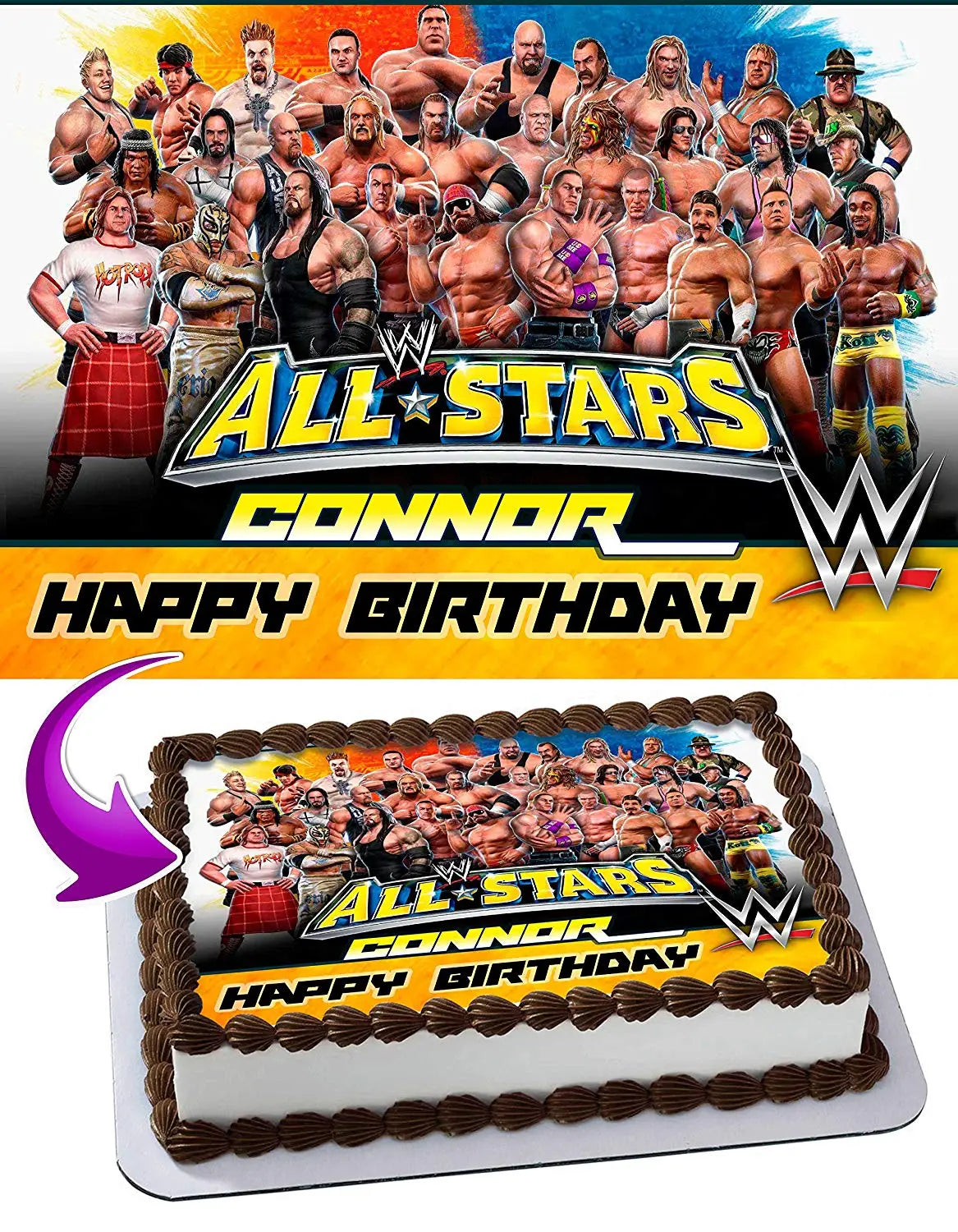 Wrestler W WrestleMania Edible Cake Topper