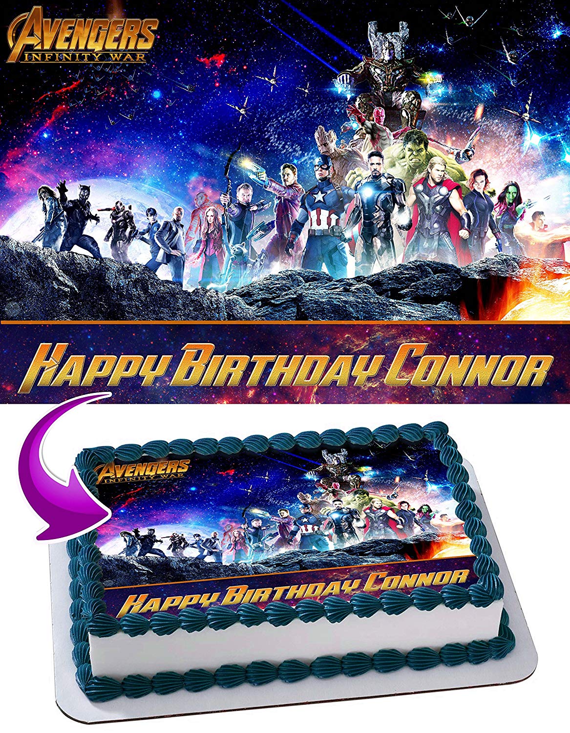 Infinity War Heroes Edible Cake Topper
