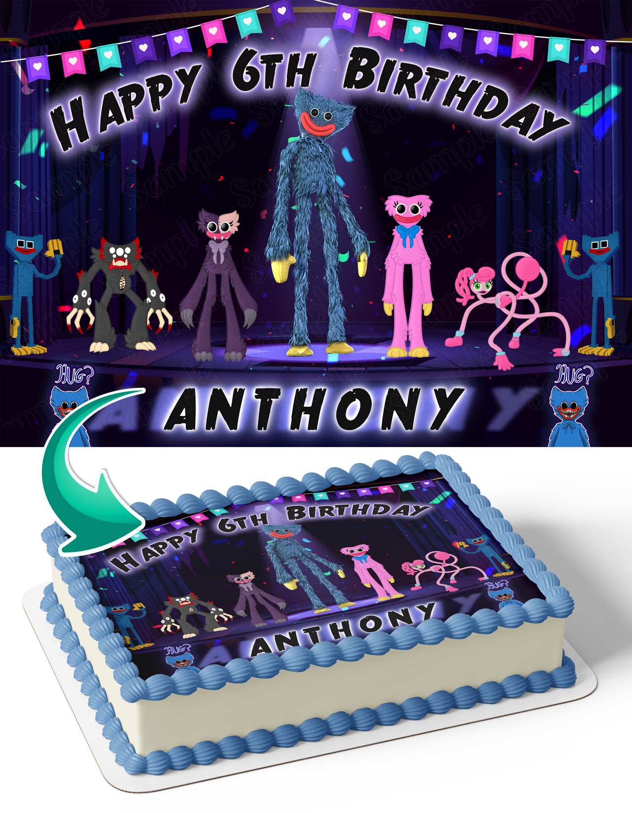 Huggy Wuggy Kissy Missy Mommy Long Legs Killy Willy Edible Cake Topper