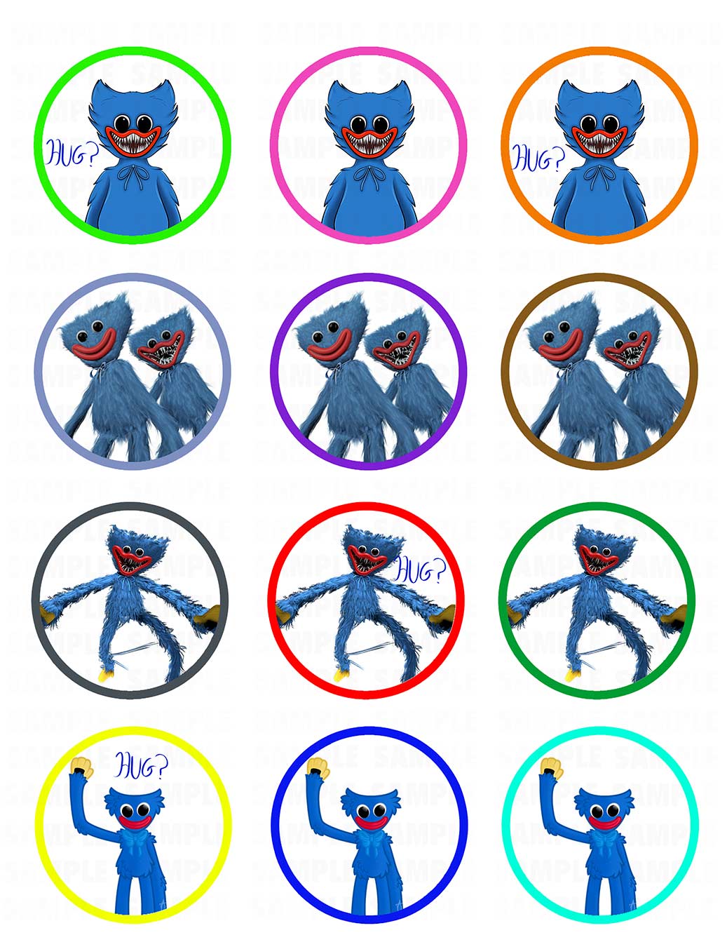 Huggy Wuggy Edible Cupcake Toppers – Round Icing Sheet Birthday P - Edible Cake Topper | Icing Sheet | Birthday Cake Decoration