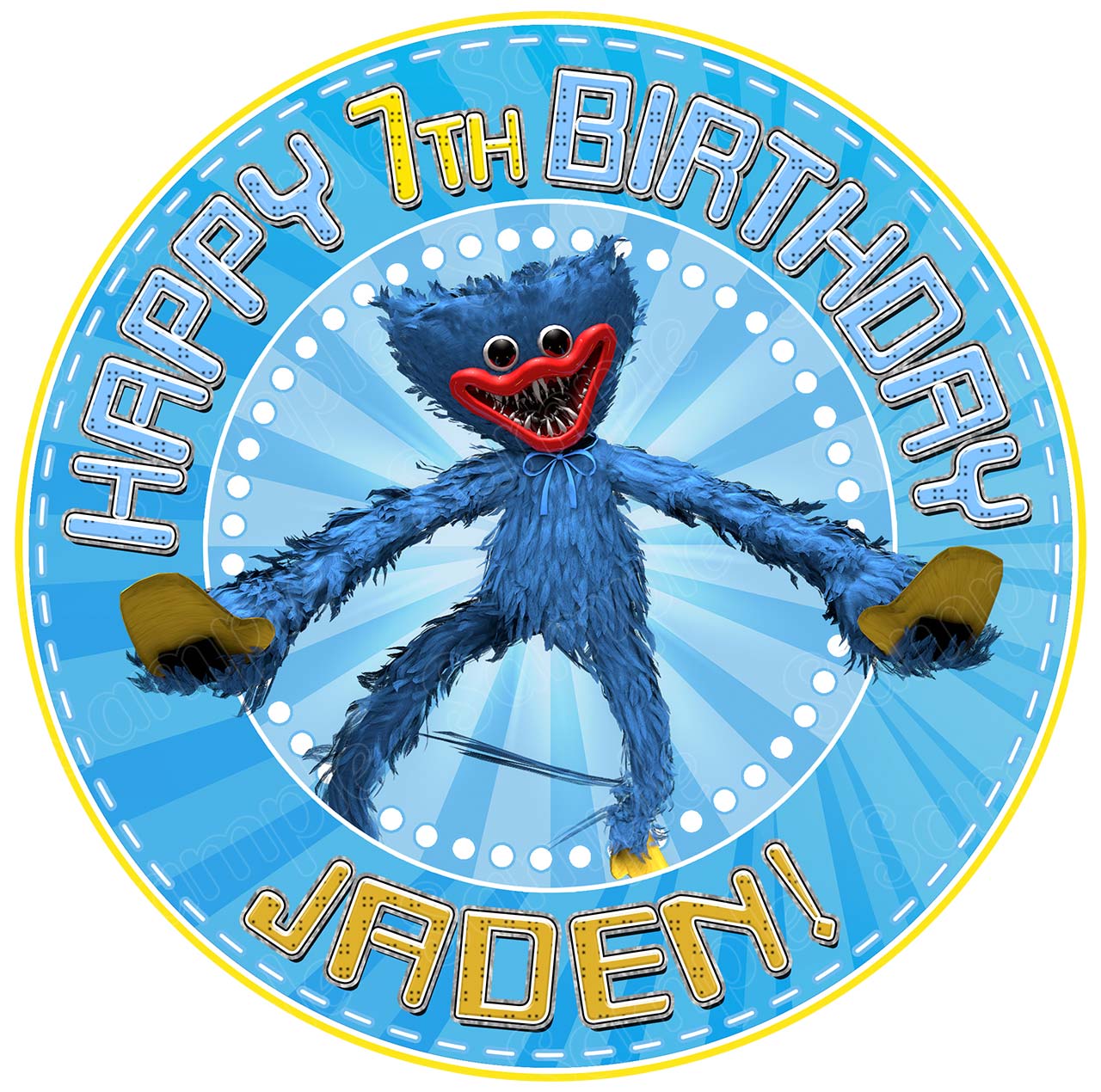 Huggy Wuggy Round – Icing Sheet Birthday - Personalized Edible Cake Topper | Custom Icing Sheet | Birthday Cake Decoration | Photo Cake Image