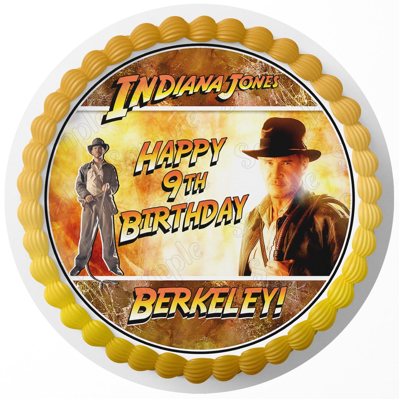 Indiana Jones Round – Icing Sheet Birthday - Personalized Edible Cake Topper | Custom Icing Sheet | Birthday Cake Decoration | Photo Cake Image