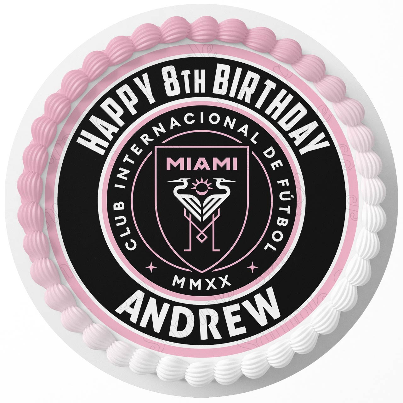 Inter Miami Round – Icing Sheet Birthday - Personalized Edible Cake Topper | Custom Icing Sheet | Birthday Cake Decoration | Photo Cake Image