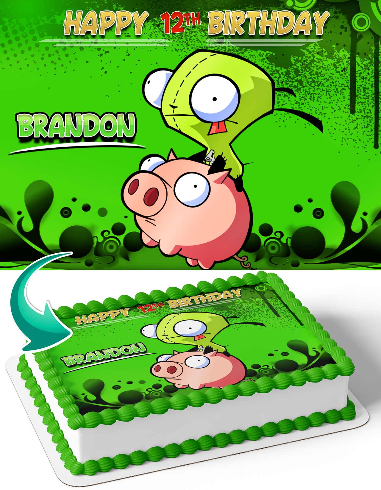 Invader Zim Edible Cake Topper