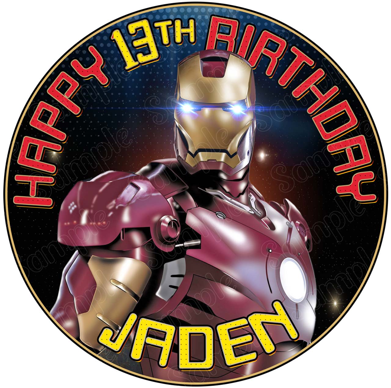 Iron Kids Fun Super Hero Round – Icing Sheet Birthday - Personalized Edible Cake Topper | Custom Icing Sheet | Birthday Cake Decoration