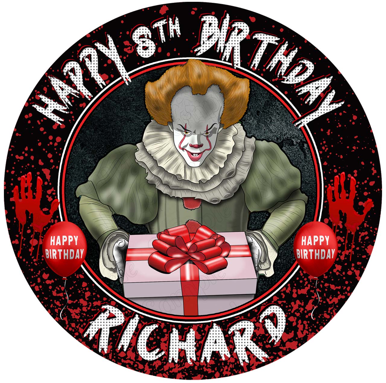 It Movie Pennywise Clown Round – Icing Sheet Birthday - Personalized Edible Cake Topper | Custom Icing Sheet | Birthday Cake Decoration