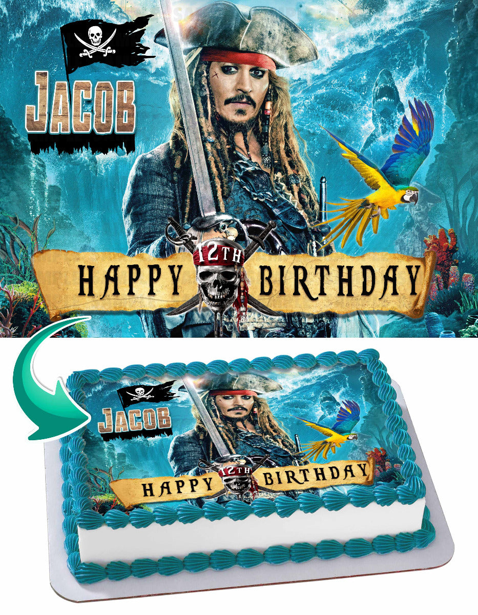 Pirates of the Caribbean Jack Sparrow Edible Cake Topper