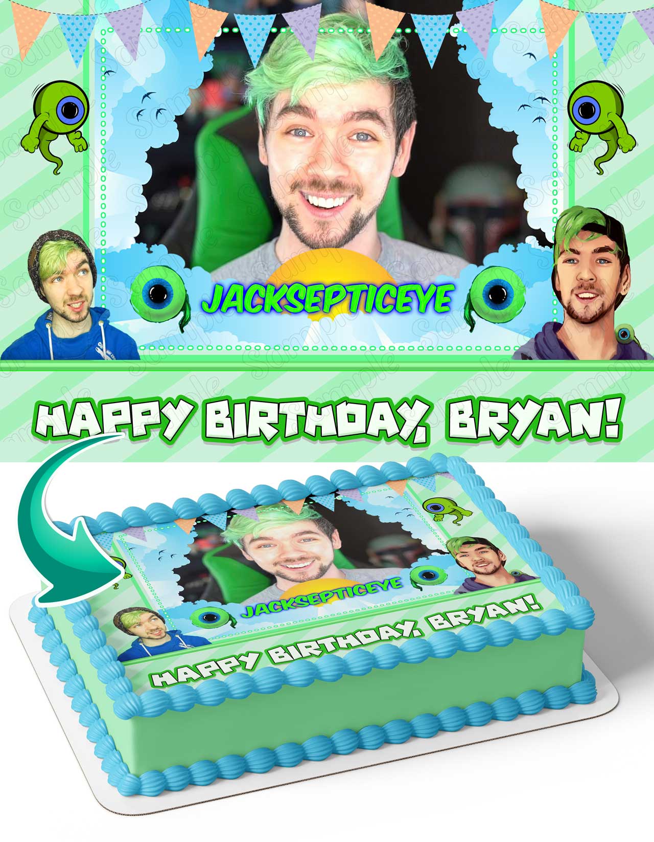 Jacksepticeye Youtuber Edible Cake Topper