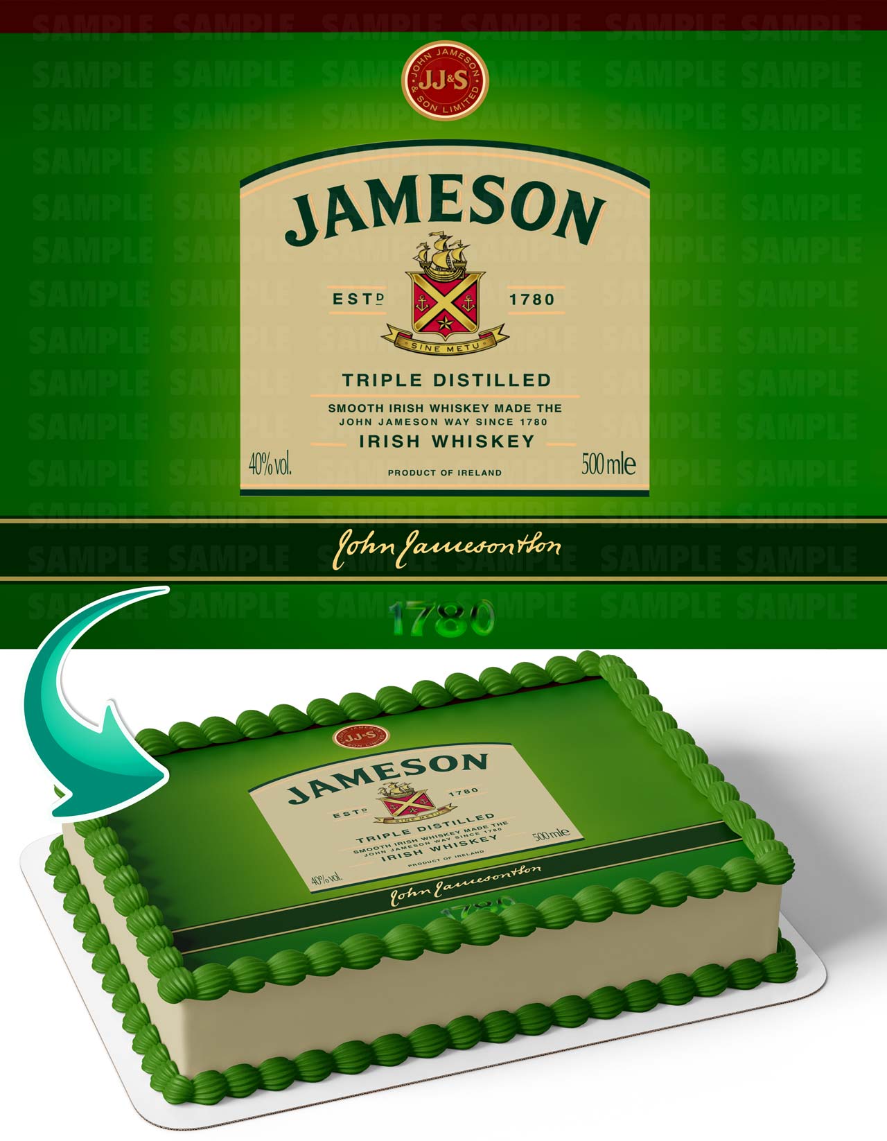 Jameson Irish Whiskey Edible Cake Topper