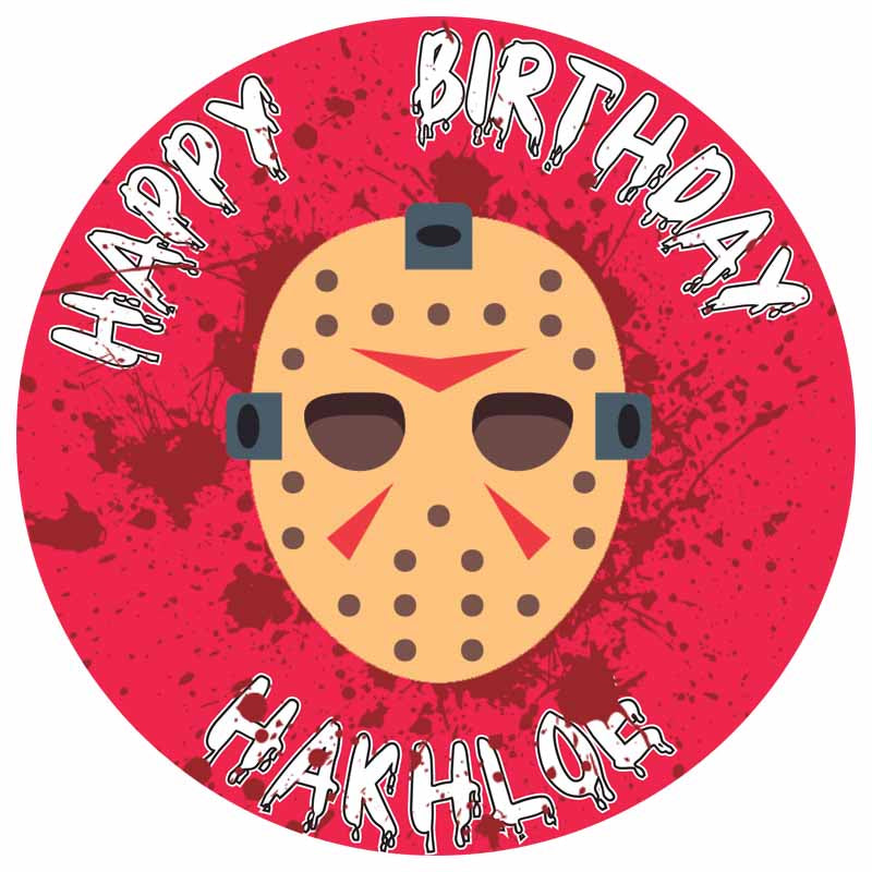 Jason Voorhees Round – Icing Sheet Birthday - Personalized Edible Cake Topper | Custom Icing Sheet | Birthday Cake Decoration | Photo Cake Image