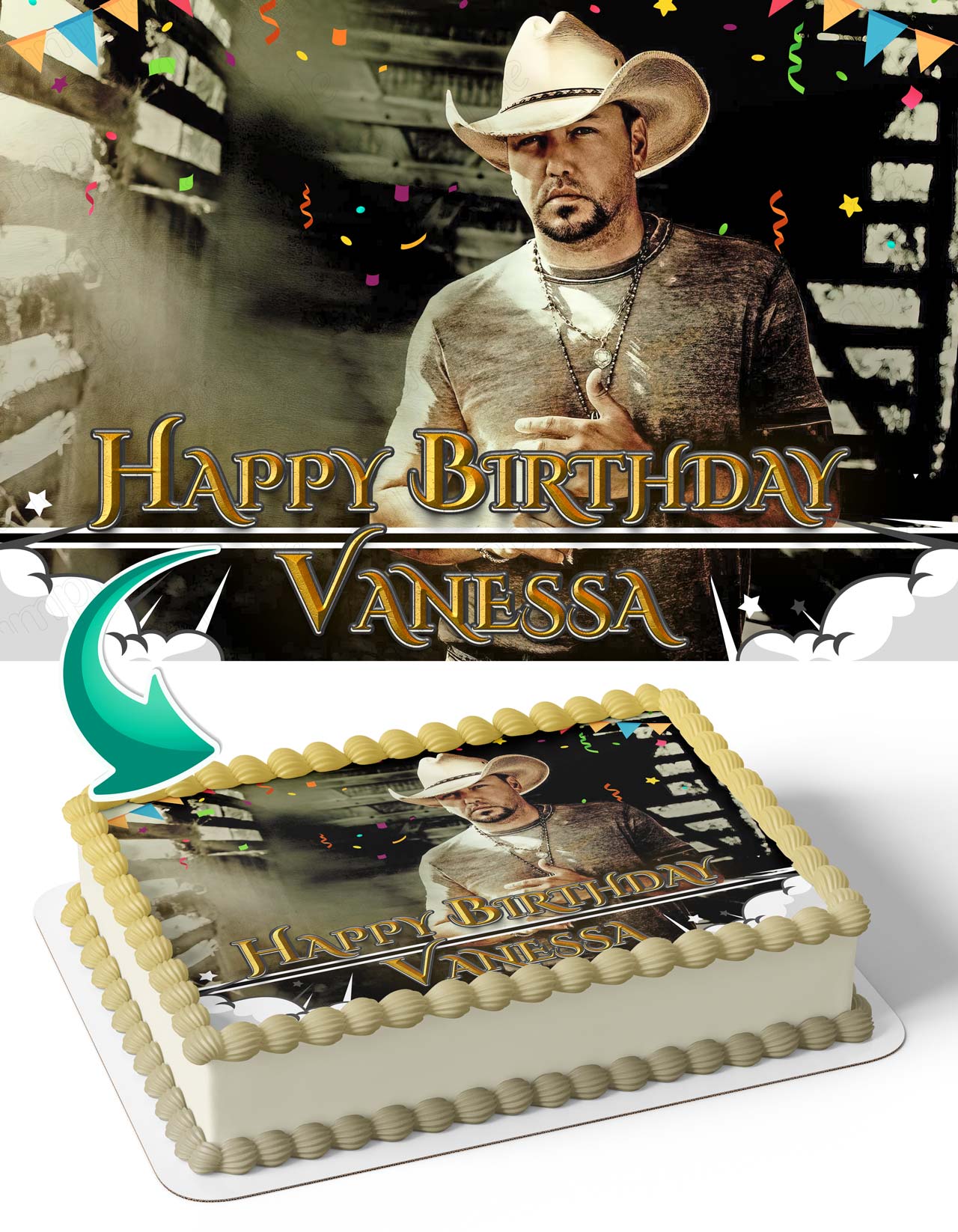 Jason Aldean Edible Cake Topper