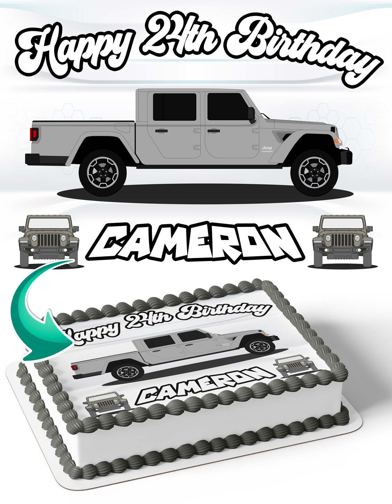Jeep Gladiator Edible Cake Topper