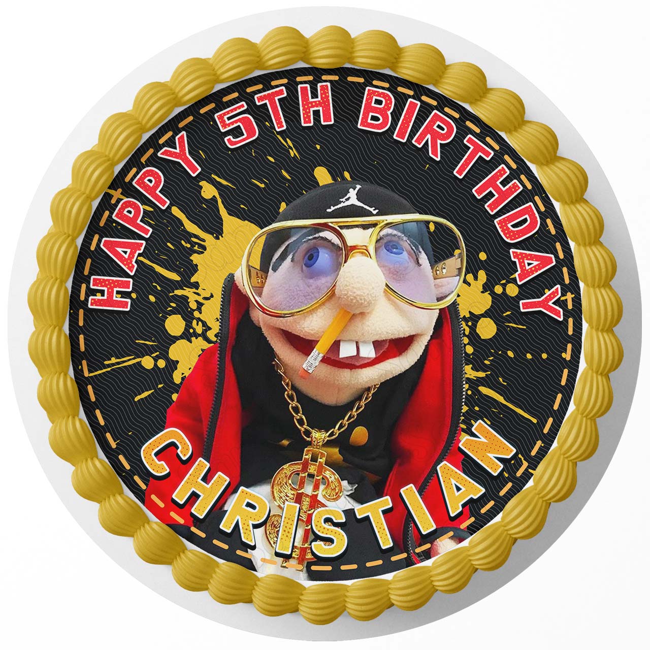 Jeffy The Muppet Round – Icing Sheet Birthday - Personalized Edible Cake Topper | Custom Icing Sheet | Birthday Cake Decoration | Photo Cake Image