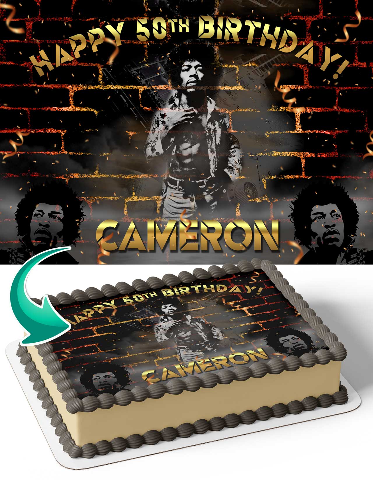 Jimi Hendrix Edible Cake Topper