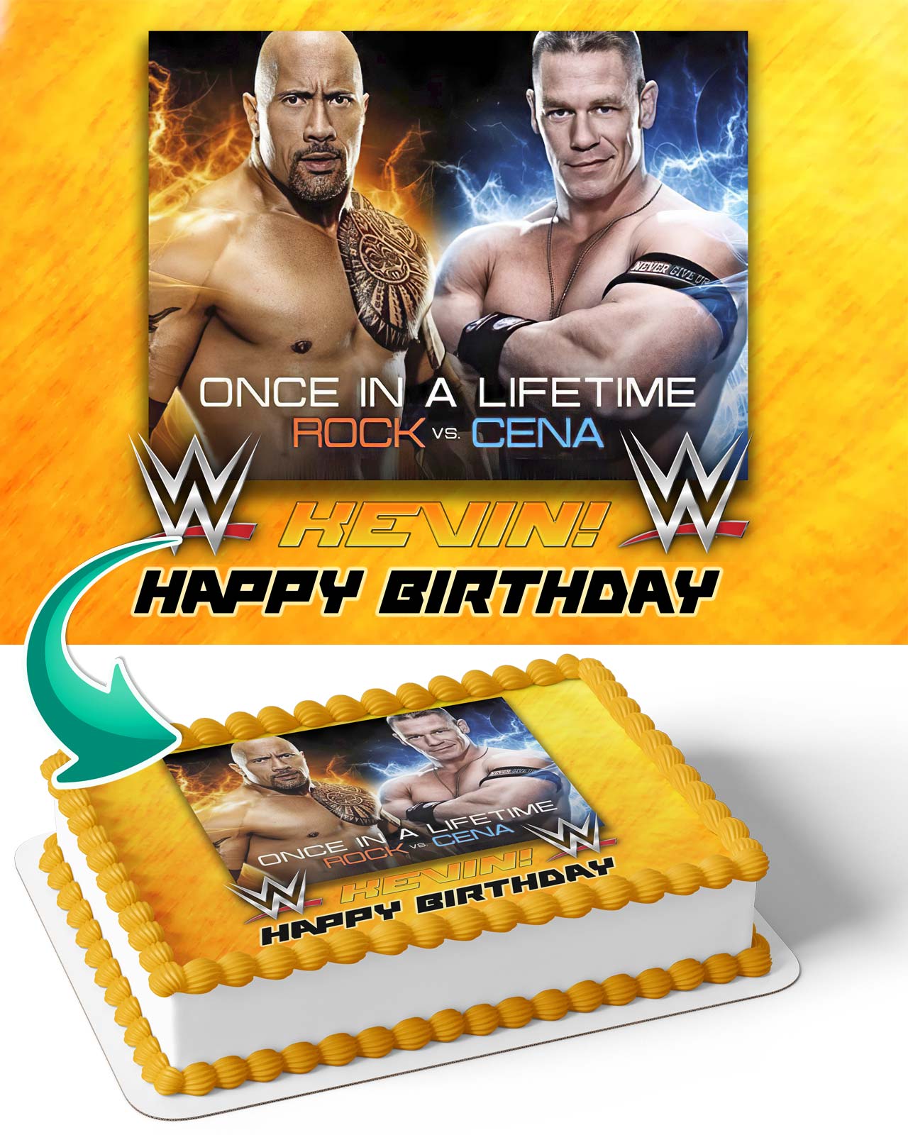 John Cena vs The Rock Edible Cake Topper