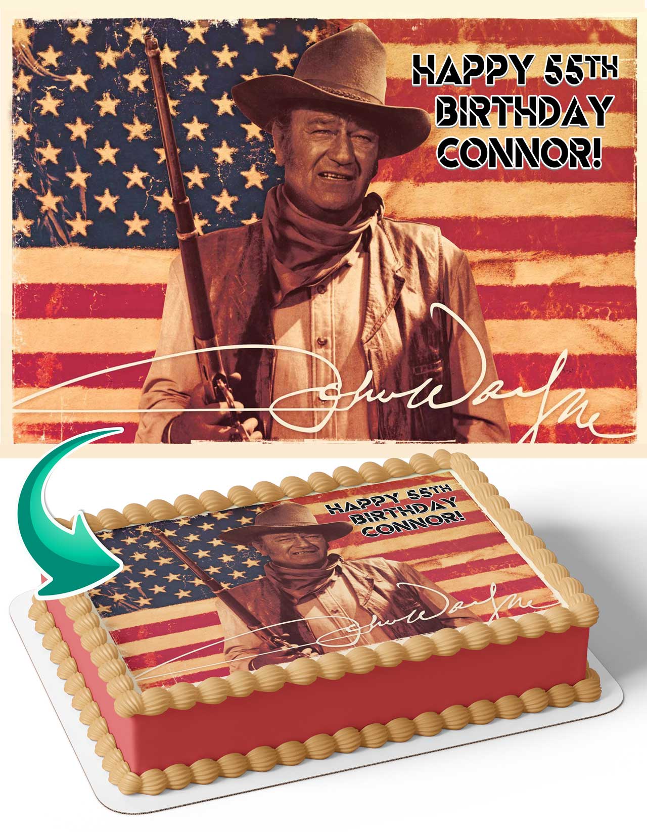 John Wayne JW Edible Cake Topper