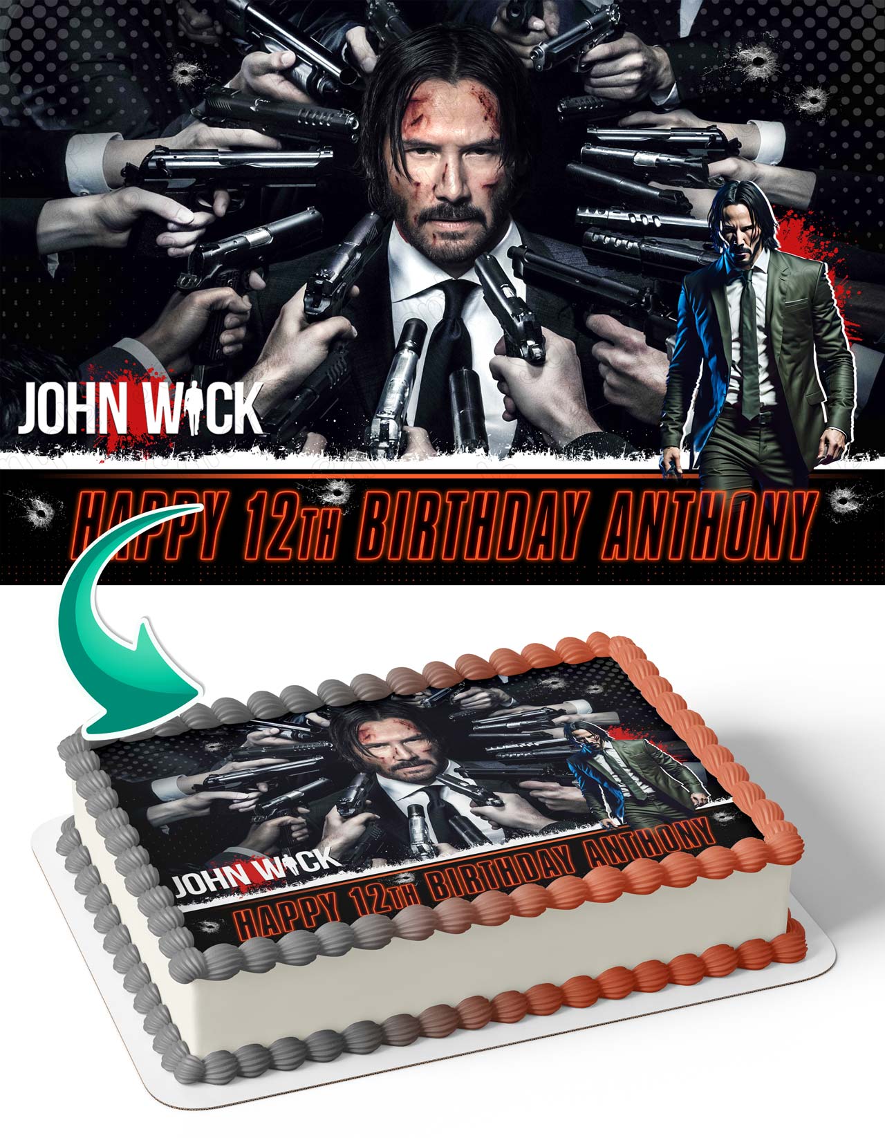 John Wick Chapter 4 Edible Cake Topper