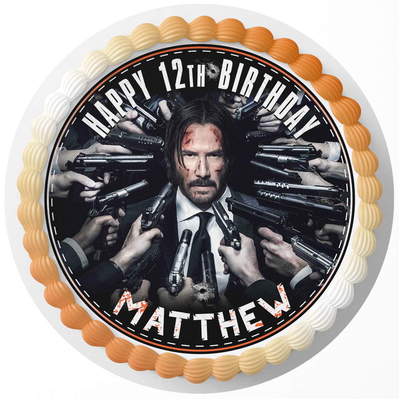 Wick Fighter Game Round – Icing Sheet Birthday - Personalized Edible Cake Topper | Custom Icing Sheet | Birthday Cake Decoration | Photo Cake Image