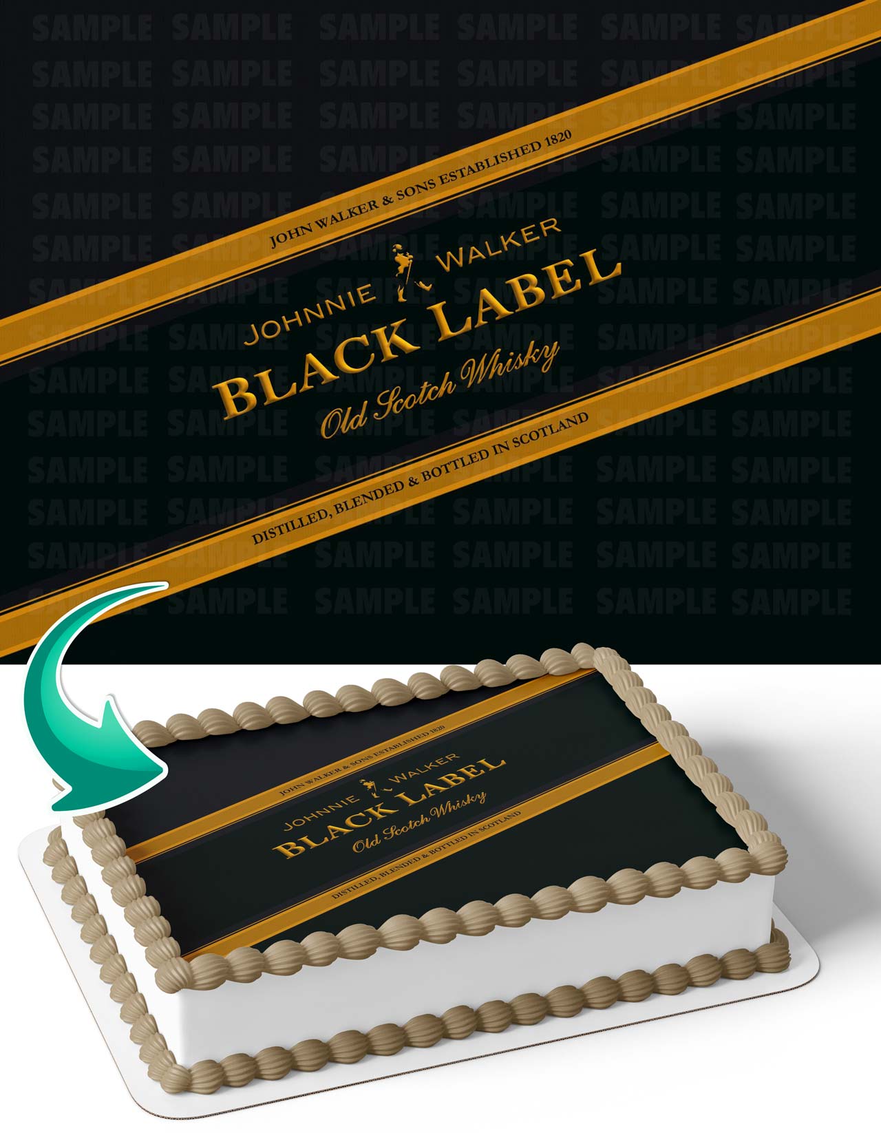 Johnnie Walker Black BL Label Edible Cake Topper