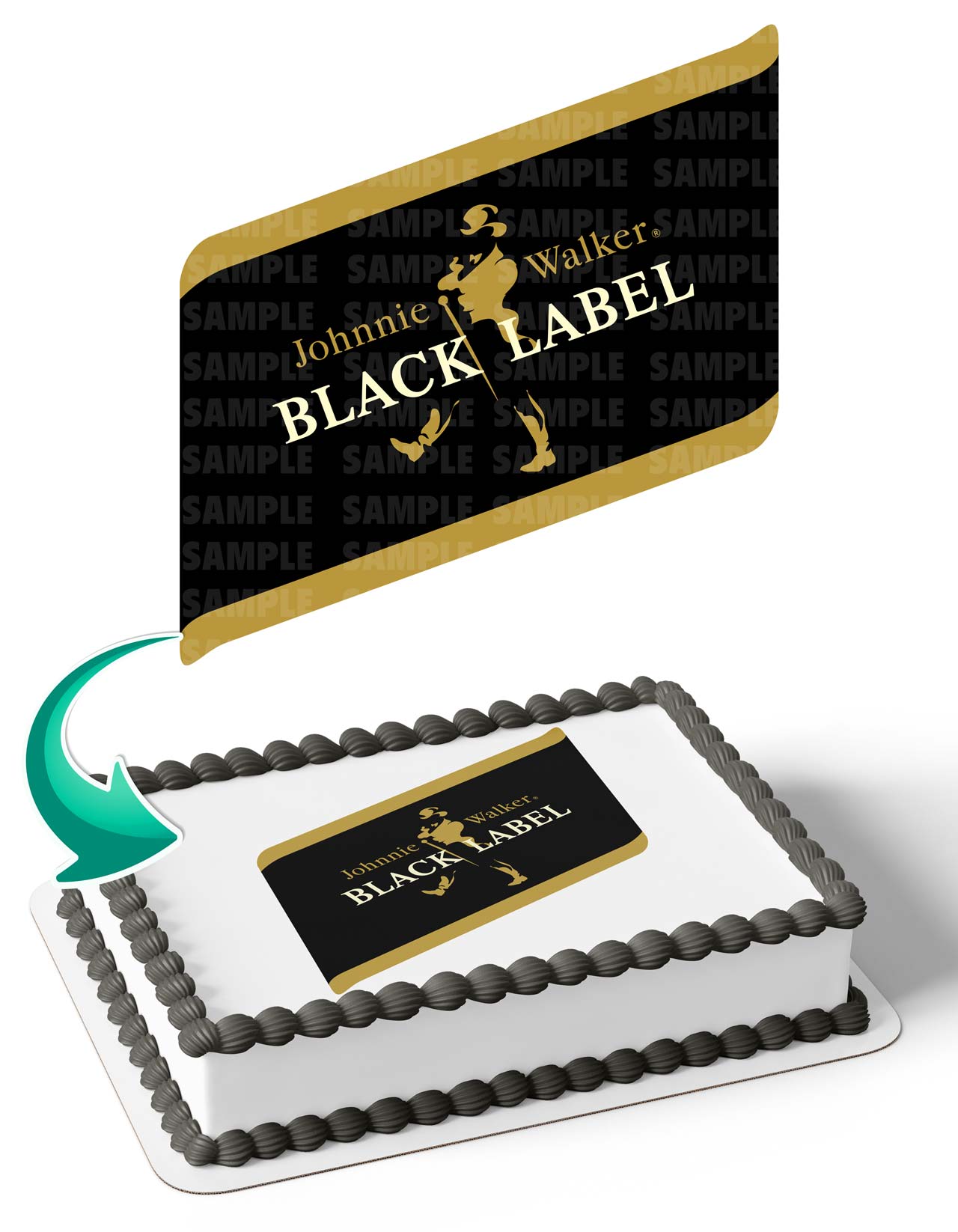 Johnnie Walker Black JW Label Edible Cake Topper