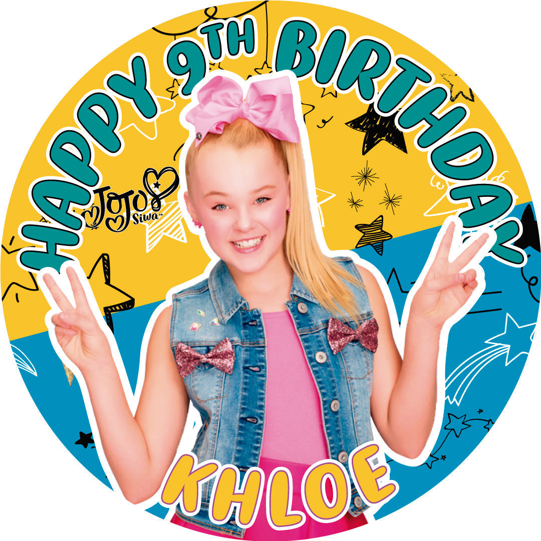 JoJo Siwa C Round – Icing Sheet Birthday - Personalized Edible Cake Topper | Custom Icing Sheet | Birthday Cake Decoration | Photo Cake Image