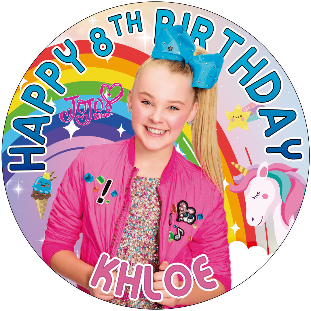JoJo Siwa Round – Icing Sheet Birthday - Personalized Edible Cake Topper | Custom Icing Sheet | Birthday Cake Decoration | Photo Cake Image