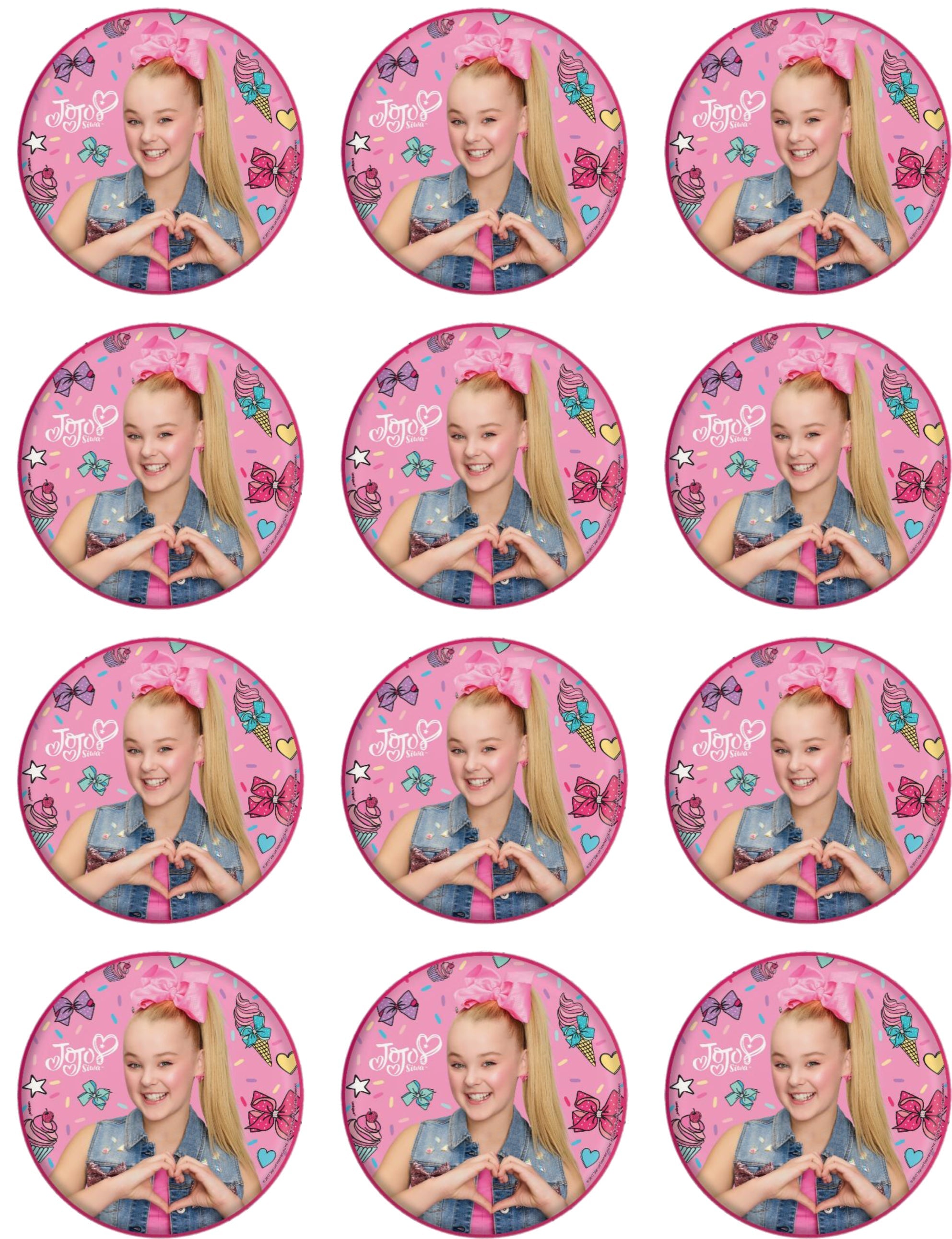 JoJo toppers Edible Cupcake Toppers – Round Icing Sheet Birthday - Edible Cake Topper | Icing Sheet | Birthday Cake Decoration