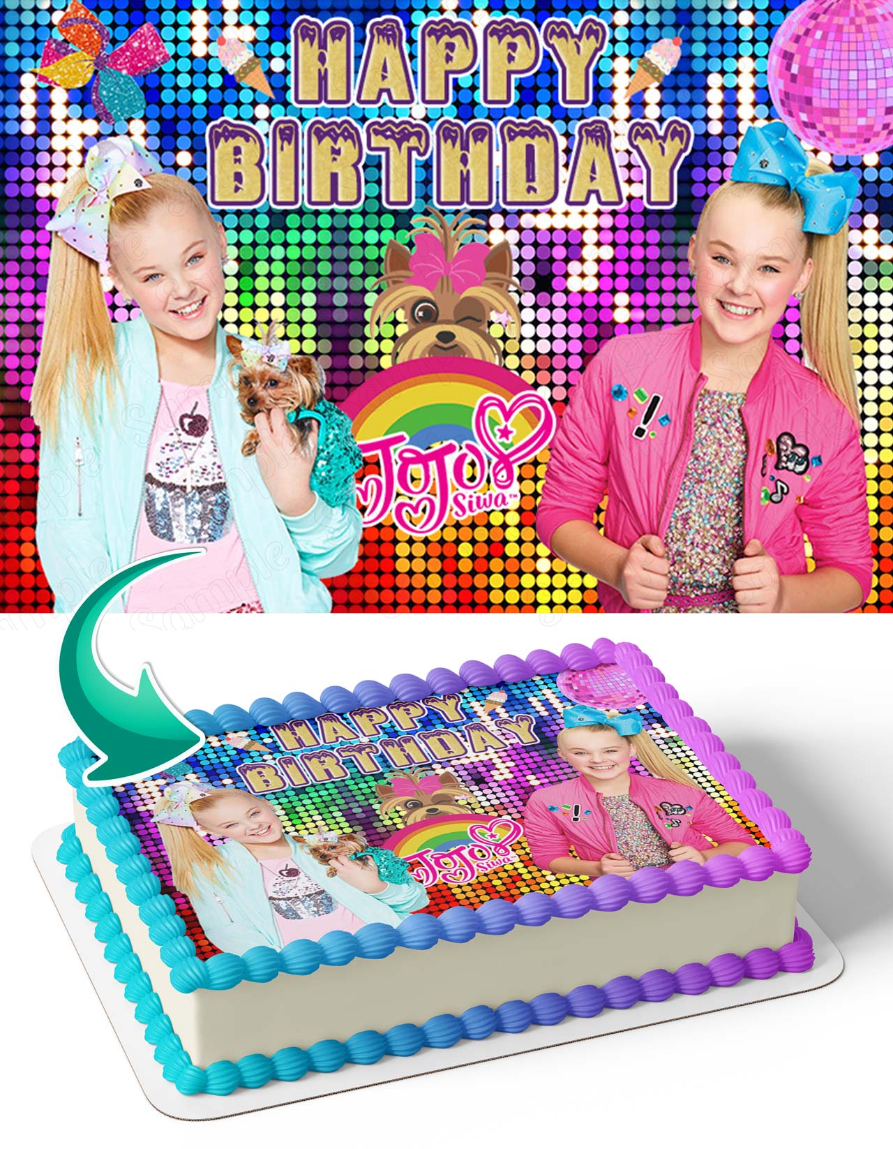 JoJo Siwa Disco JSD Edible Cake Topper