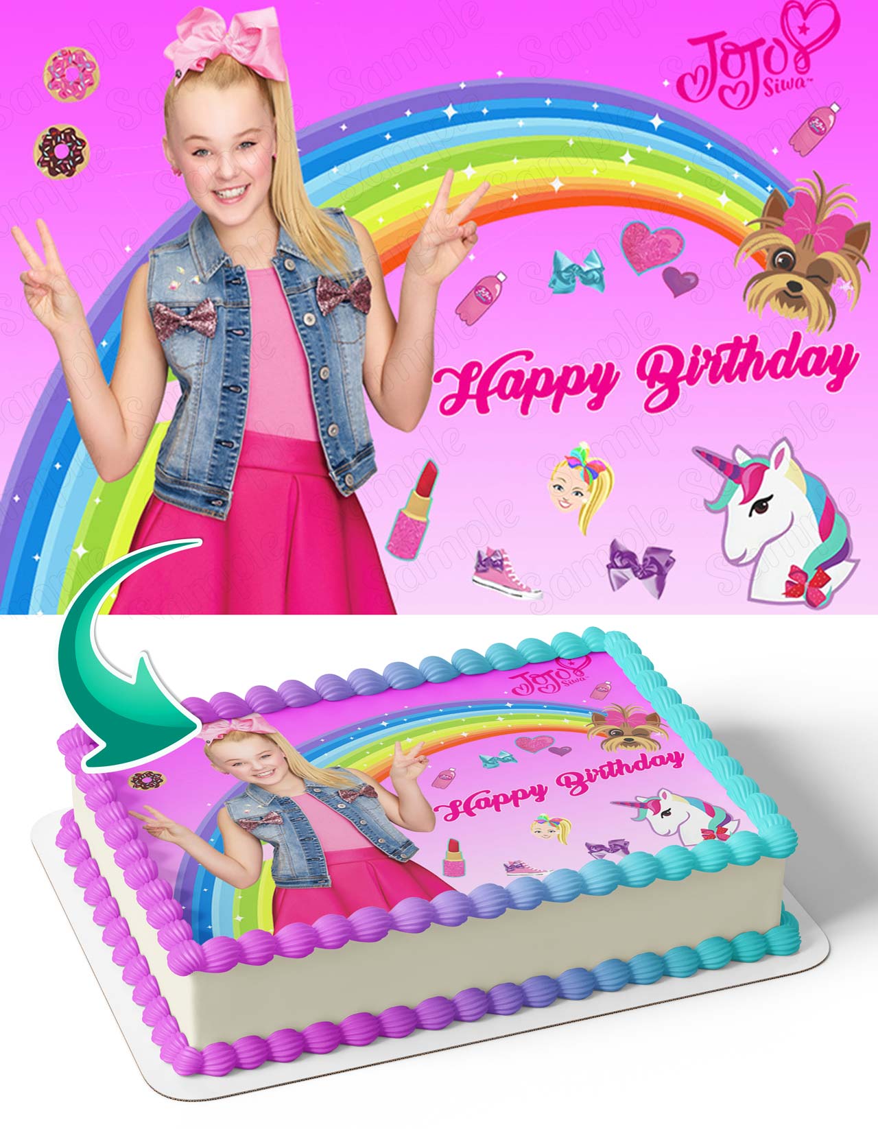 JoJo Siwa Rainbow JSR Edible Cake Topper