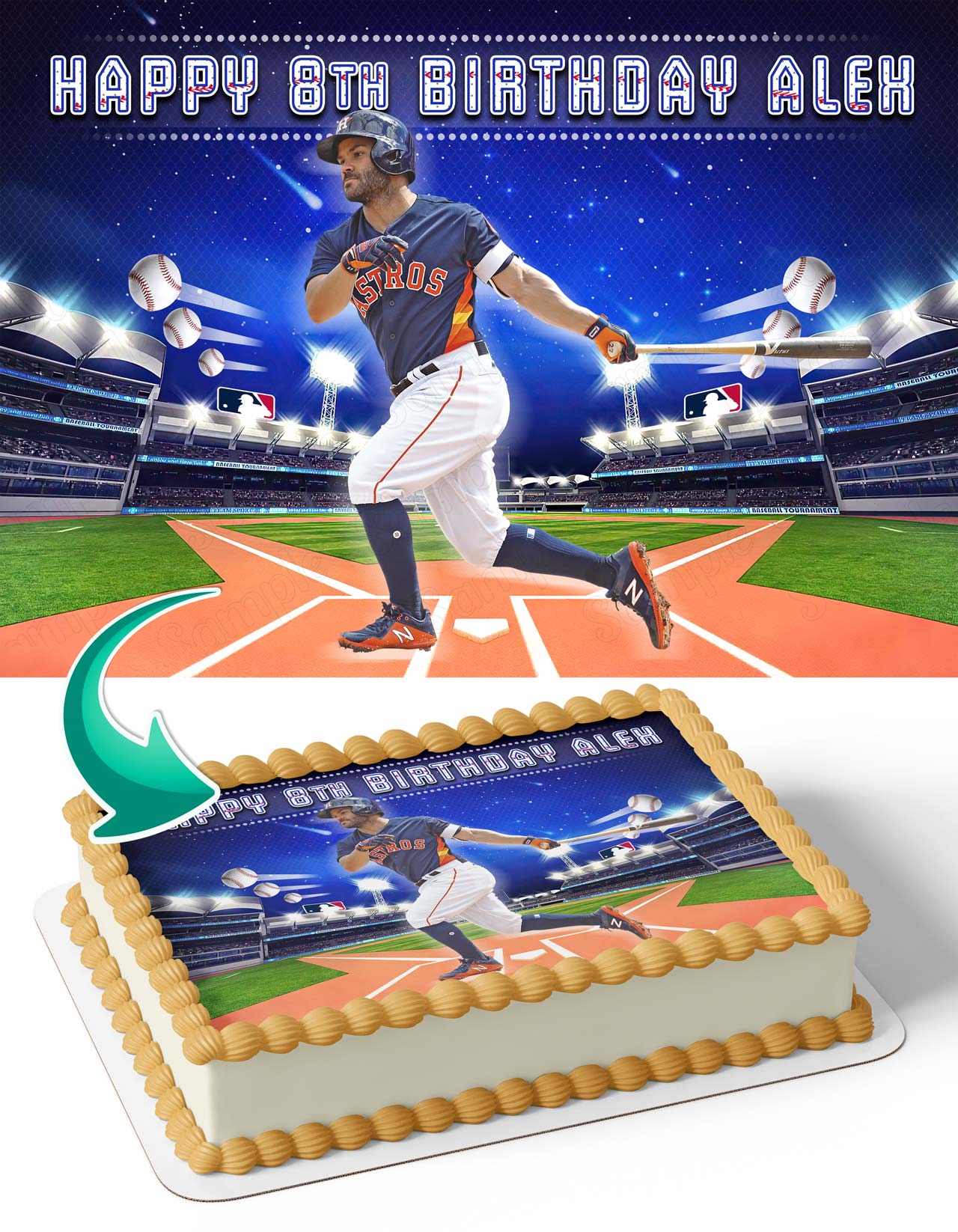 Jose Altuve Astros Edible Cake Topper
