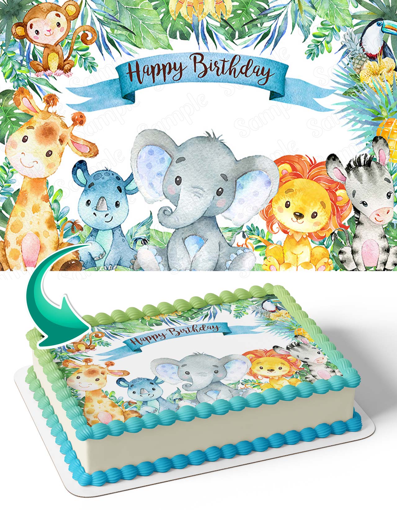 Jungle Safari Animals Wild JAS Edible Cake Topper