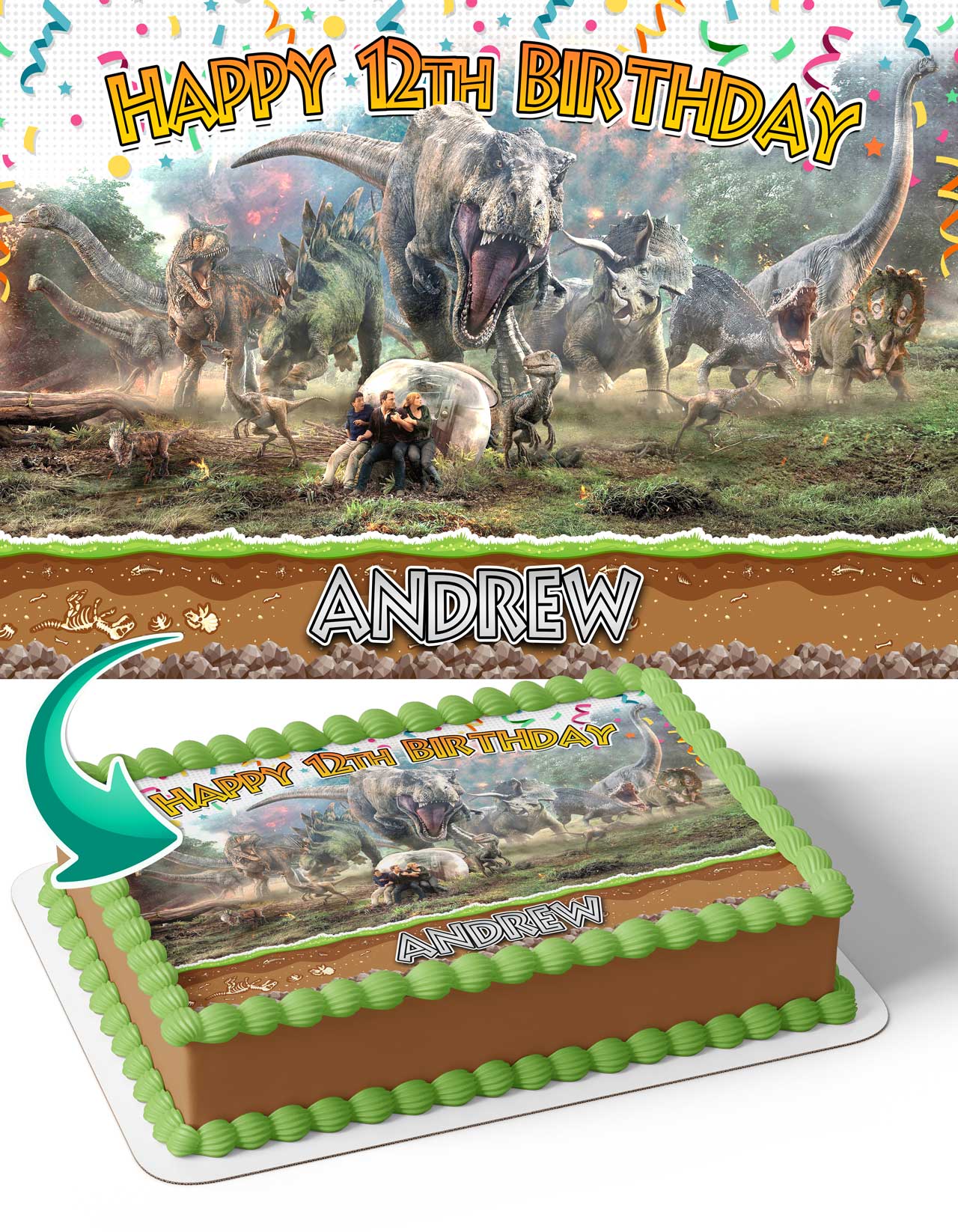 Jurassic World JW Edible Cake Topper