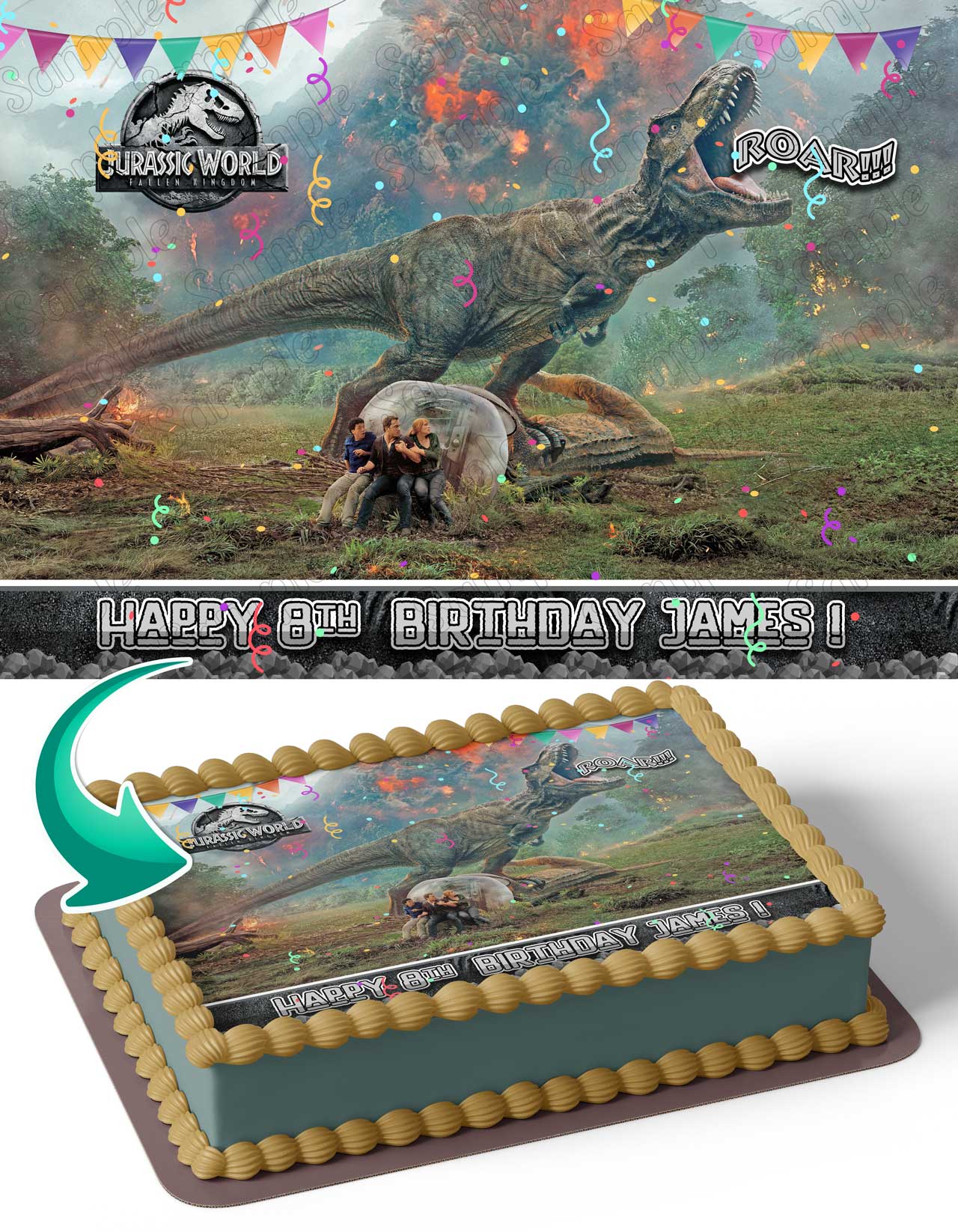 Jurassic World Fallen Kingdom Edible Cake Topper