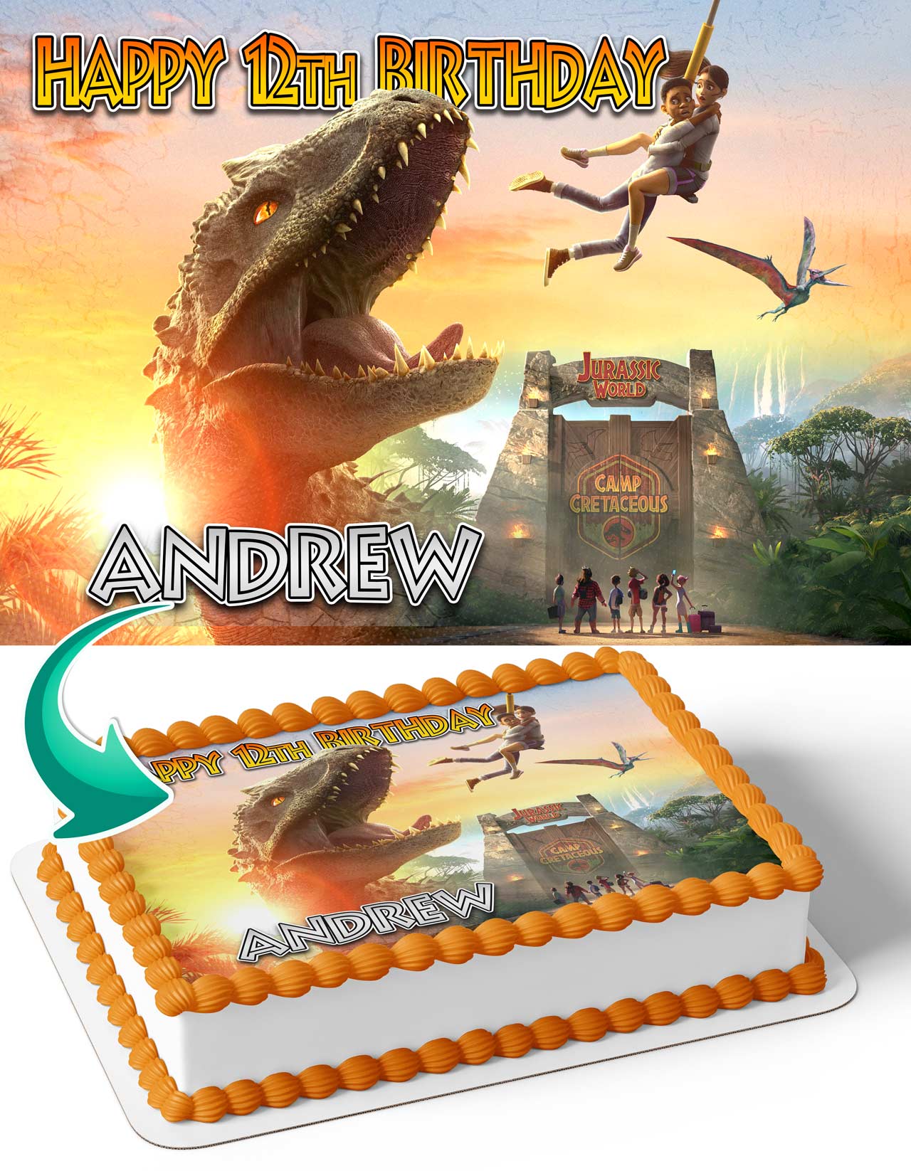 Jurassic World Camp Cretaceous Edible Cake Topper