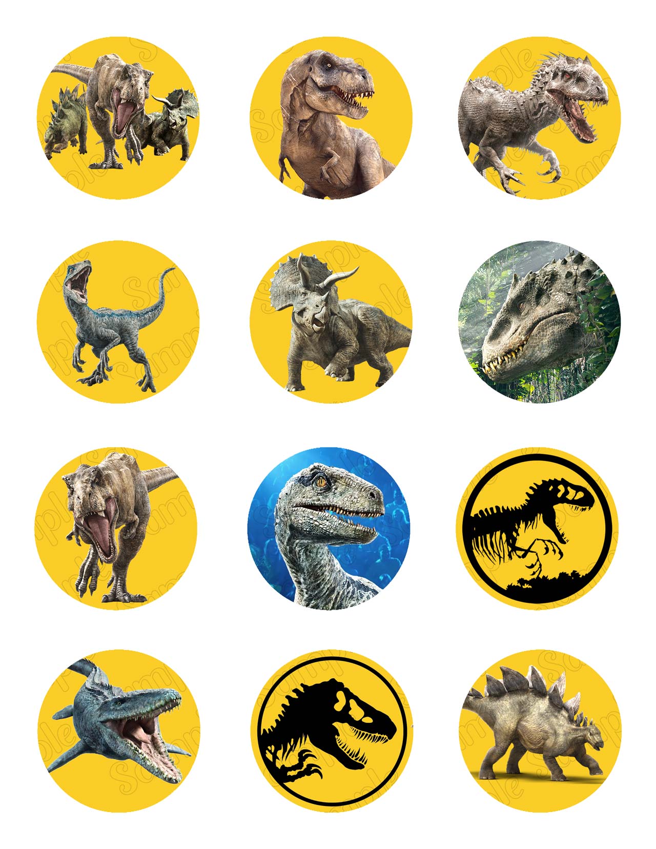 Jurassic World Dino Edible Cupcake Toppers – Round Icing Sheet Bi - Edible Cake Topper | Icing Sheet | Birthday Cake Decoration