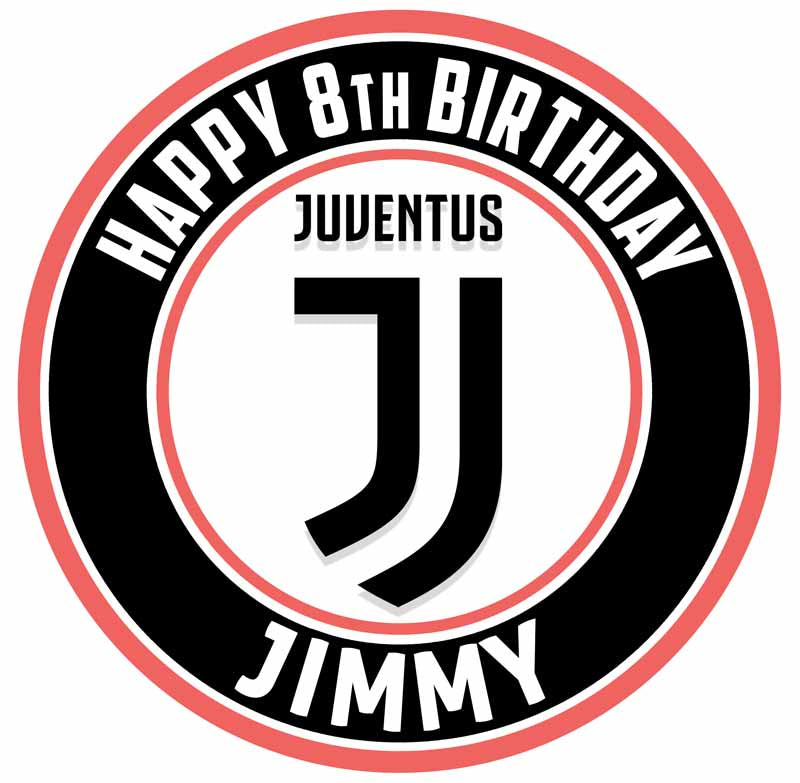 Juventus FC Round – Icing Sheet Birthday - Personalized Edible Cake Topper | Custom Icing Sheet | Birthday Cake Decoration | Photo Cake Image