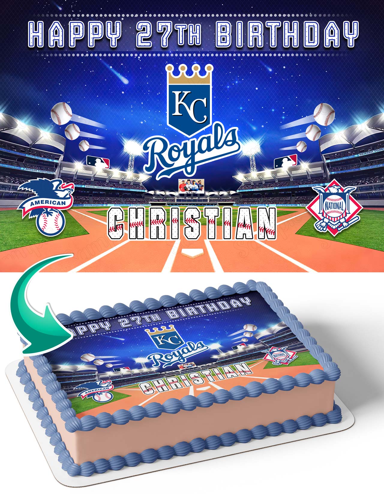 Kansas City Royals Baseball Edible Cake Topper