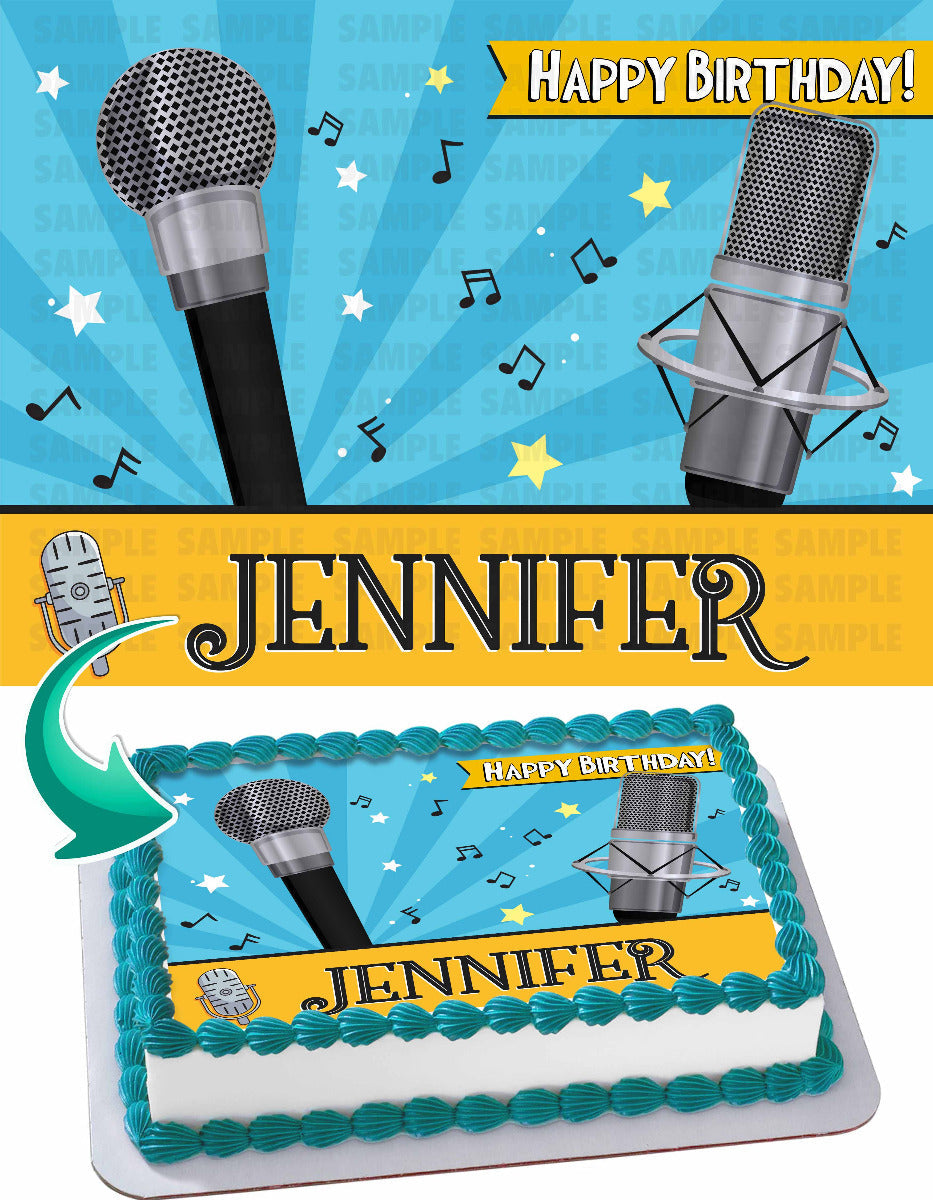 Music Microphone Karaoke Edible Cake Topper