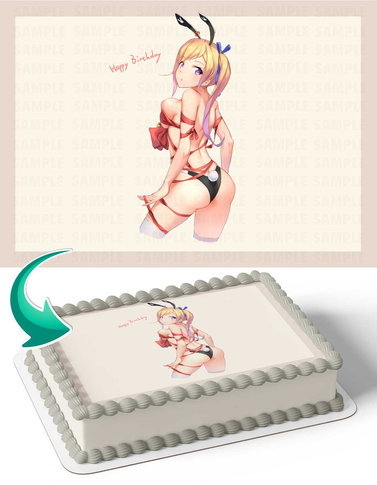 Kawakami no Phantom World Anime Sexy Birthday Edible Cake Topper