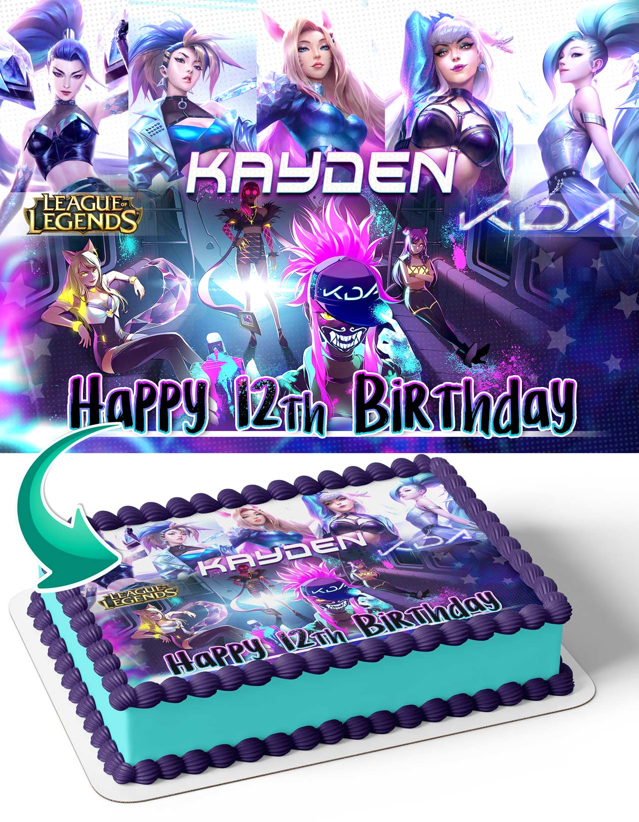 KDA League of Legends Edible Cake Topper