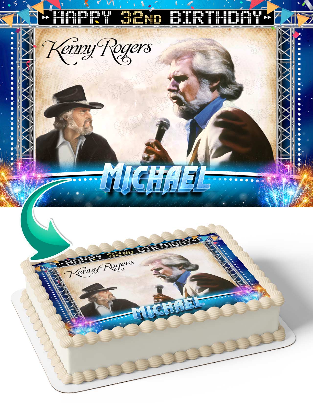 Kenny Rogers Singer Edible Cake Topper