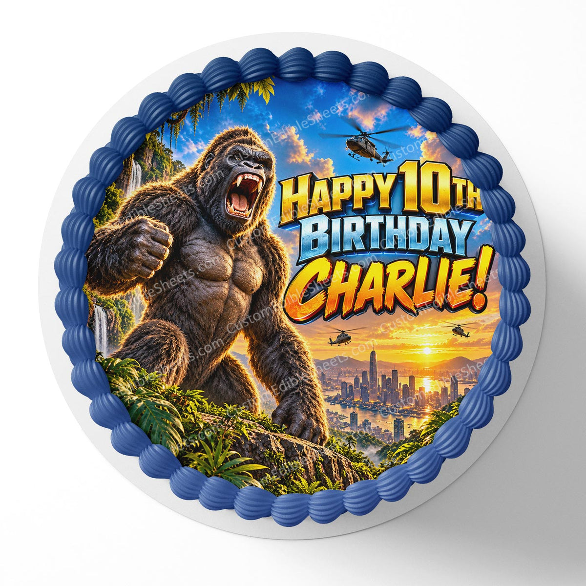 King Gong Gorilla Monster Edible Cake Topper Decoration | Photo Cake Image Custom Edible Cake Topper