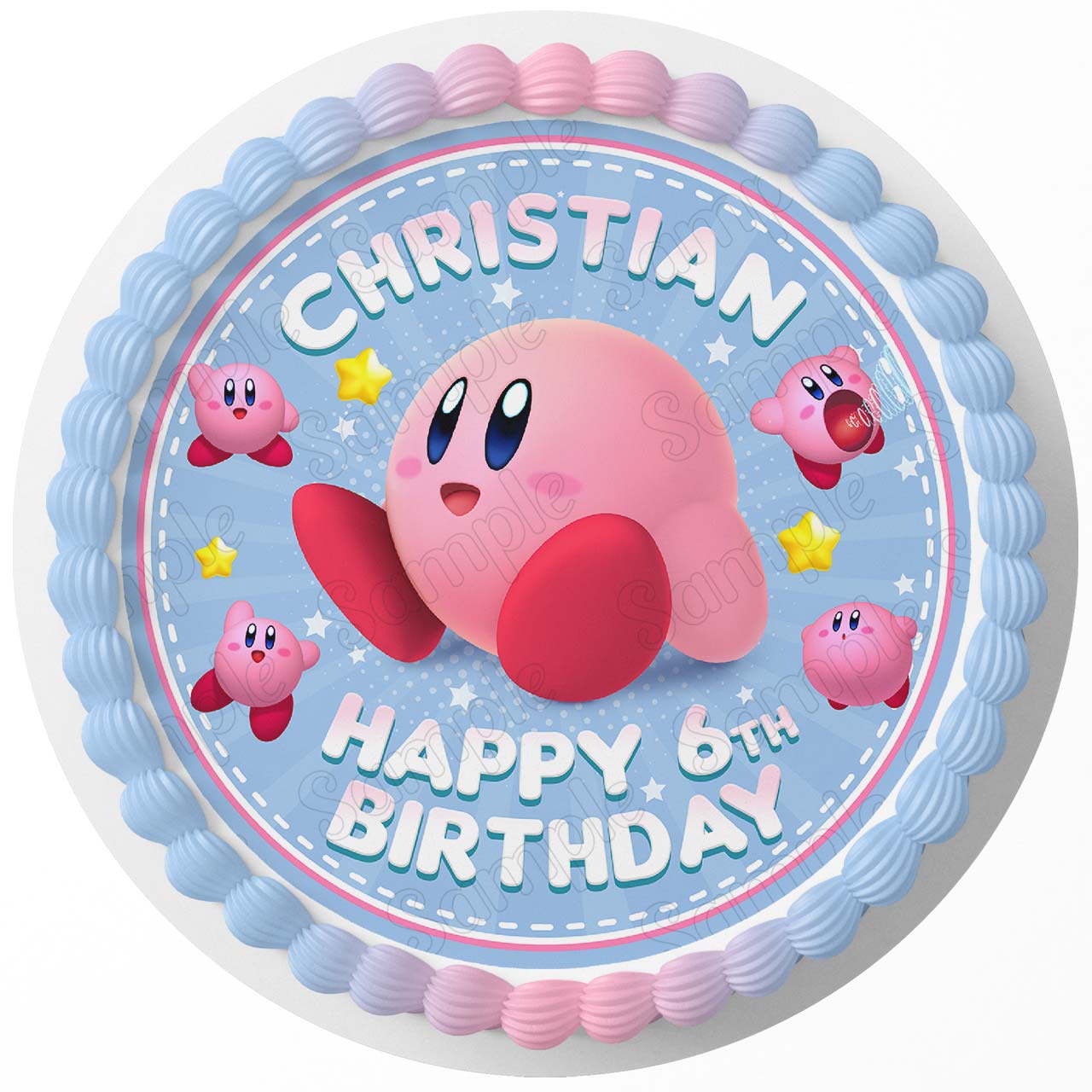 Kirby Round – Icing Sheet Birthday - Personalized Edible Cake Topper | Custom Icing Sheet | Birthday Cake Decoration | Photo Cake Image